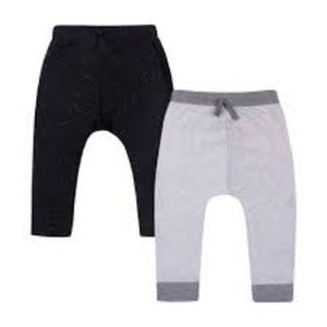 Lamaze Organic Baby Baby Boys' Pull On Jogger 2 Pack Pants, Black/Grey New
